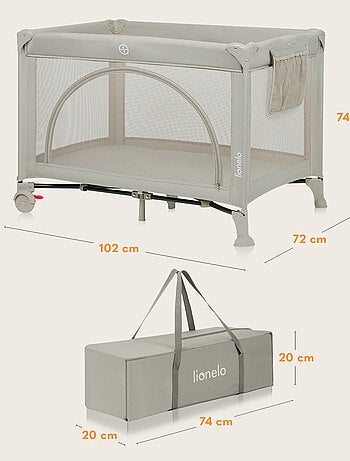 Cuna de viaje 3 en 1 LIONELO Laura - Parque infantil - Colchón de alta densidad - Ruedas - 0-36 mese