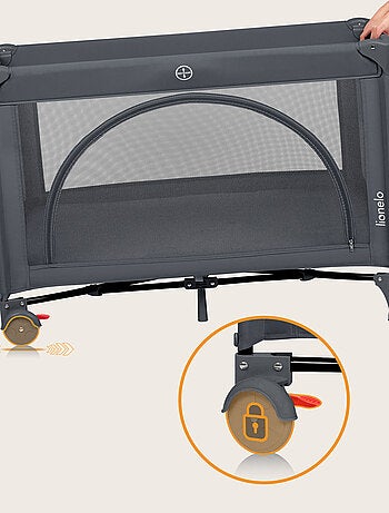 Cuna de viaje 3 en 1 LIONELO Laura - Parque infantil - Colchón de alta densidad - Ruedas - 0-36 mese