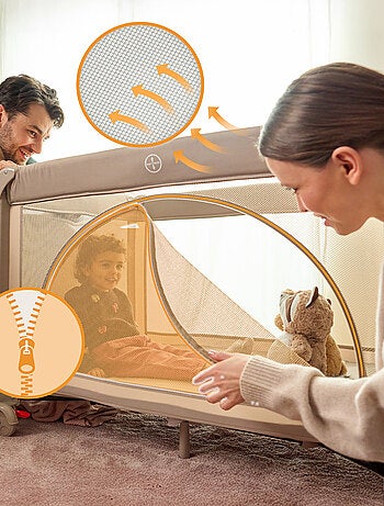 Cuna de viaje 3 en 1 LIONELO Laura - Parque infantil - Colchón de alta densidad - Ruedas - 0-36 mese