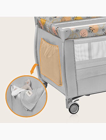 Cuna de viaje 3 en 1 LIONELO Stefi Plus - Parque infantil - Colchón de alta densidad - Ruedas - 0-36