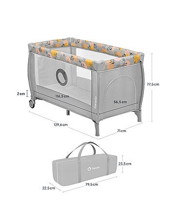 Cuna de viaje 3 en 1 LIONELO Stefi Plus - Parque infantil - Colchón de alta densidad - Ruedas - 0-36