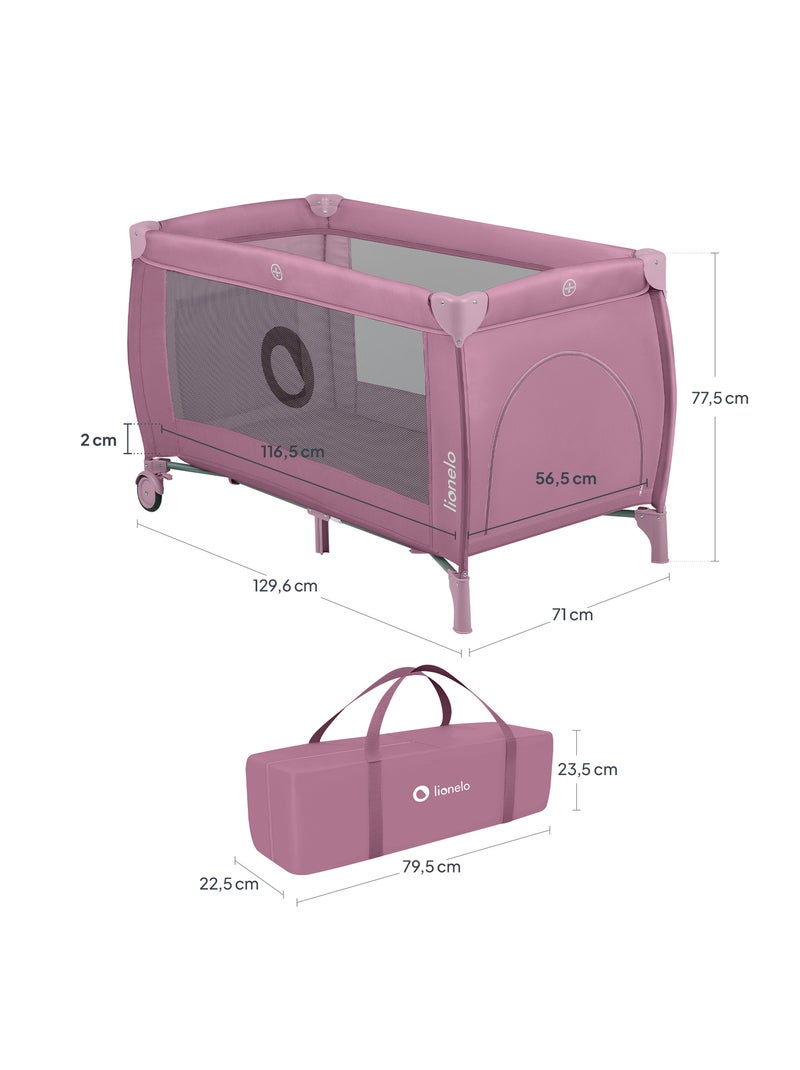 Cuna de viaje 3 en 1 LIONELO Stefi Plus - Parque infantil - Colchón de alta densidad - Ruedas - 0-36 Rosa - Kiabi