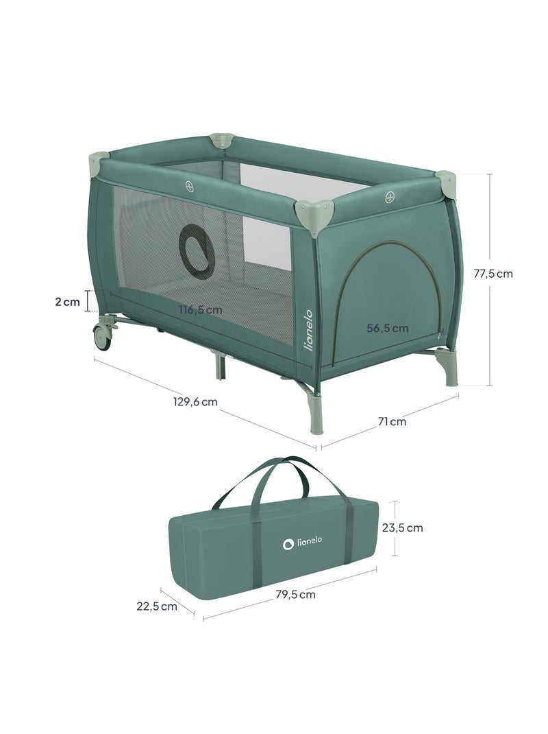 Cuna de viaje 3 en 1 LIONELO Stefi Plus - Parque infantil - Colchón de alta densidad - Ruedas - 0-36 Verde - Kiabi