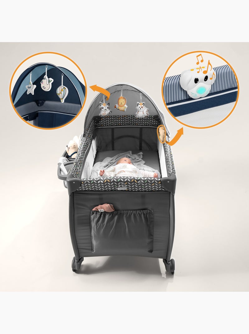 Cuna de viaje 3 en 1 LIONELO Sven Plus - Parque infantil - 0-36 meses - Cambiador - Mosquitera Azul - Kiabi