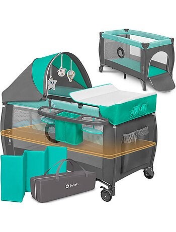 Cuna de viaje 3 en 1 LIONELO Sven Plus - Parque infantil - 0-36 meses - Cambiador - Mosquitera