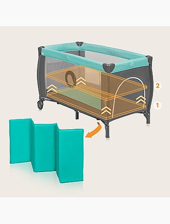 Cuna de viaje 3 en 1 LIONELO Sven Plus - Parque infantil - 0-36 meses - Cambiador - Mosquitera