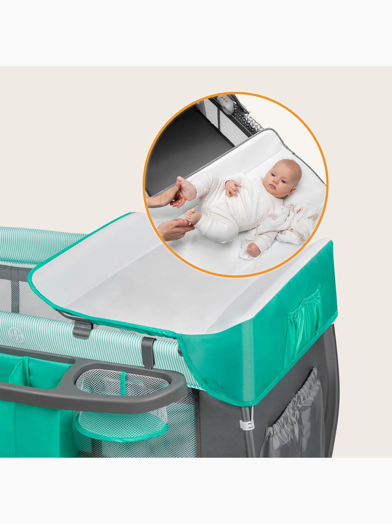 Cuna de viaje 3 en 1 LIONELO Sven Plus - Parque infantil - 0-36 meses - Cambiador - Mosquitera Azul turquesa - Kiabi