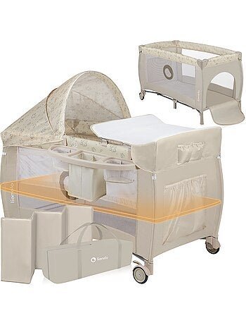 Cuna de viaje 3 en 1 LIONELO Sven Plus - Parque infantil - 0-36 meses - Cambiador - Mosquitera