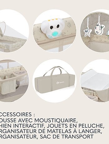 Cuna de viaje 3 en 1 LIONELO Sven Plus - Parque infantil - 0-36 meses - Cambiador - Mosquitera