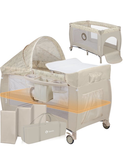Cuna de viaje 3 en 1 LIONELO Sven Plus - Parque infantil - 0-36 meses - Cambiador - Mosquitera - Kiabi