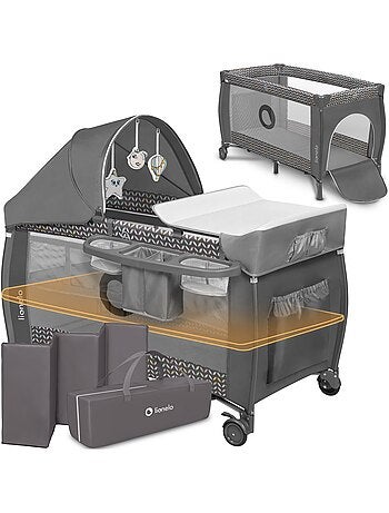 Cuna de viaje 3 en 1 LIONELO Sven Plus - Parque infantil - 0-36 meses - Cambiador - Mosquitera