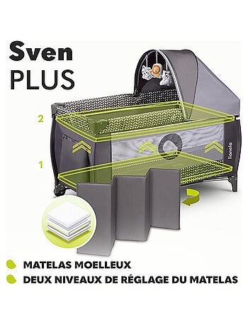 Cuna de viaje 3 en 1 LIONELO Sven Plus - Parque infantil - 0-36 meses - Cambiador - Mosquitera