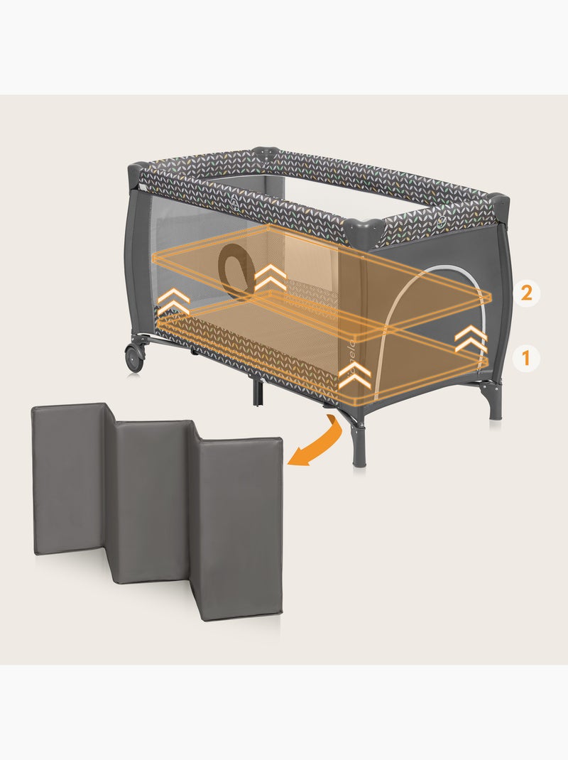 Cuna de viaje 3 en 1 LIONELO Sven Plus - Parque infantil - 0-36 meses - Cambiador - Mosquitera Gris - Kiabi