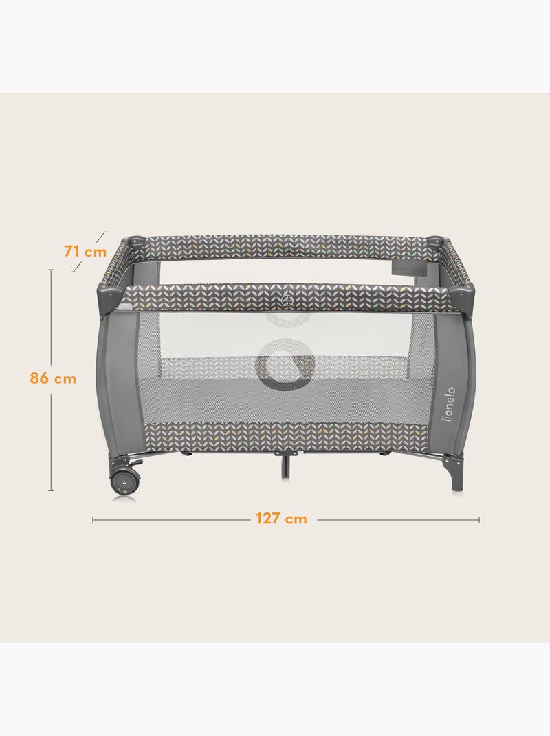 Cuna de viaje 3 en 1 LIONELO Sven Plus - Parque infantil - 0-36 meses - Cambiador - Mosquitera Gris - Kiabi