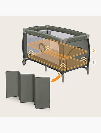 Cuna de viaje 3 en 1 LIONELO Sven Plus - Parque infantil - 0-36 meses - Cambiador - Mosquitera