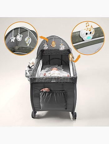 Cuna de viaje 3 en 1 LIONELO Sven Plus - Parque infantil - 0-36 meses - Cambiador - Mosquitera