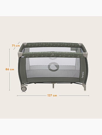 Cuna de viaje 3 en 1 LIONELO Sven Plus - Parque infantil - 0-36 meses - Cambiador - Mosquitera