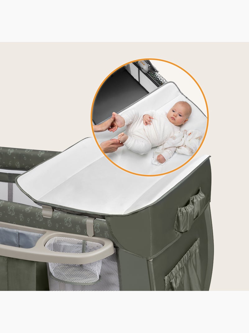 Cuna de viaje 3 en 1 LIONELO Sven Plus - Parque infantil - 0-36 meses - Cambiador - Mosquitera Verde caqui - Kiabi