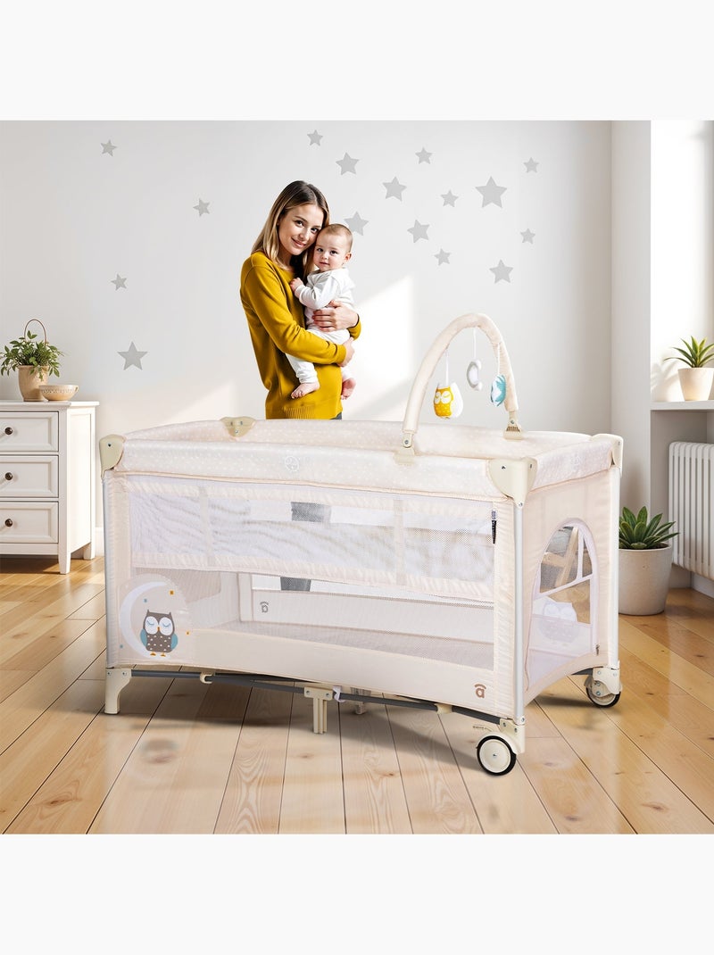 Cuna de viaje Complet Dúo Búho Asalvo Beige - Kiabi