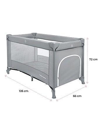 Cuna de viaje plegable HAPPY TRAVELLER BASIC con colchón y bolsa de transporte – color gris