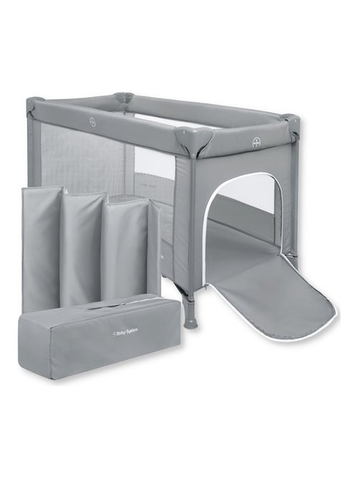 Cuna de viaje plegable HAPPY TRAVELLER BASIC con colchón y bolsa de transporte – color gris - Kiabi Cuna de viaje plegable HAPPY TRAVELLER BASIC con colchón y bolsa de transporte – color gris - Kiabi