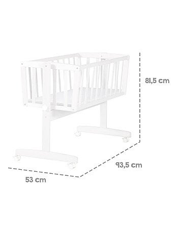 Cuna en madera con ruedas con freno y colchón 'Roba'