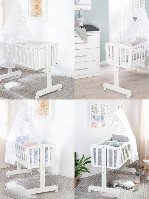 Cuna en madera con ruedas con freno y colchón 'Roba' - Kiabi