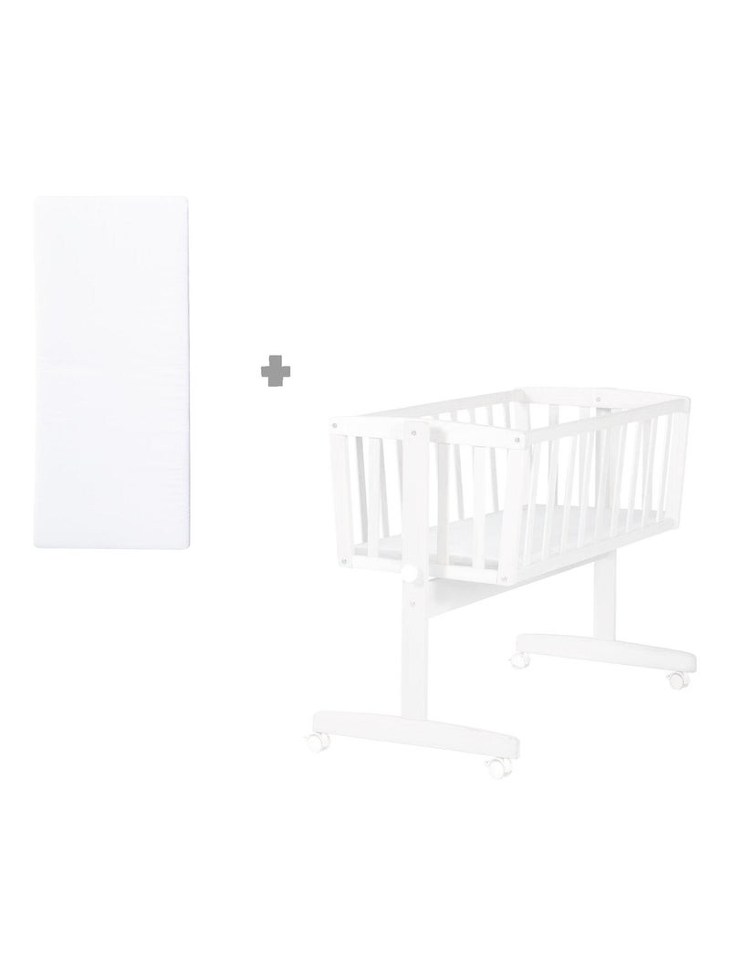Cuna en madera con ruedas con freno y colchón 'Roba' Blanco - Kiabi