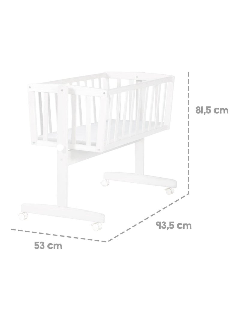 Cuna en madera con ruedas con freno y colchón 'Roba' Blanco - Kiabi