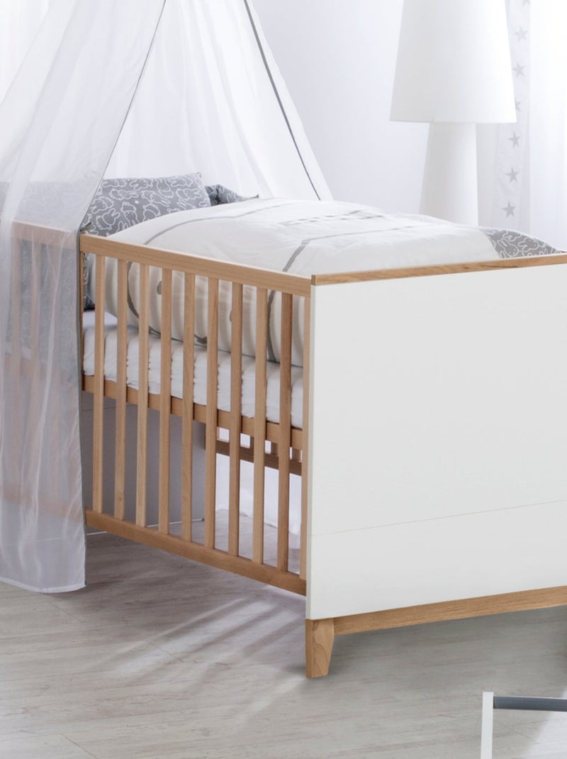 Cuna evolutiva - Diseño escandinavo - Altura ajustable - 0 a 7 años - 'Roba finn' Blanco Marrón - Kiabi
