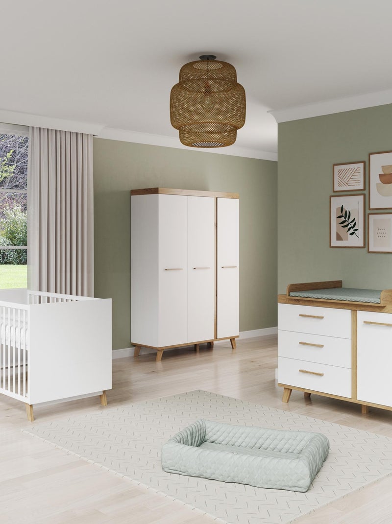 Cuna evolutiva convertible en cama infantil - Diseño escandinavo - Altura ajustable - 'Roba smile' Blanco Marrón - Kiabi