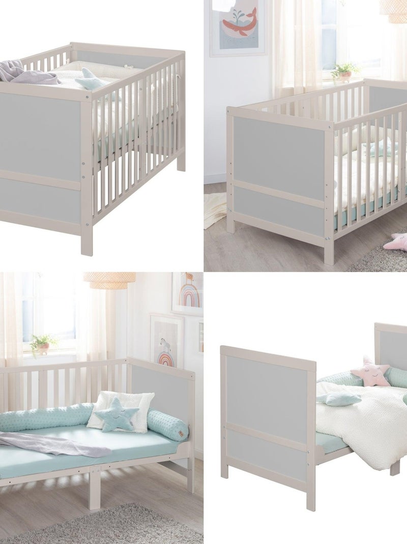 Cuna evolutiva convertible en cama infantil hasta 7 años - Altura ajustable - 'ROBA Easy Sleep' Gris claro - Kiabi