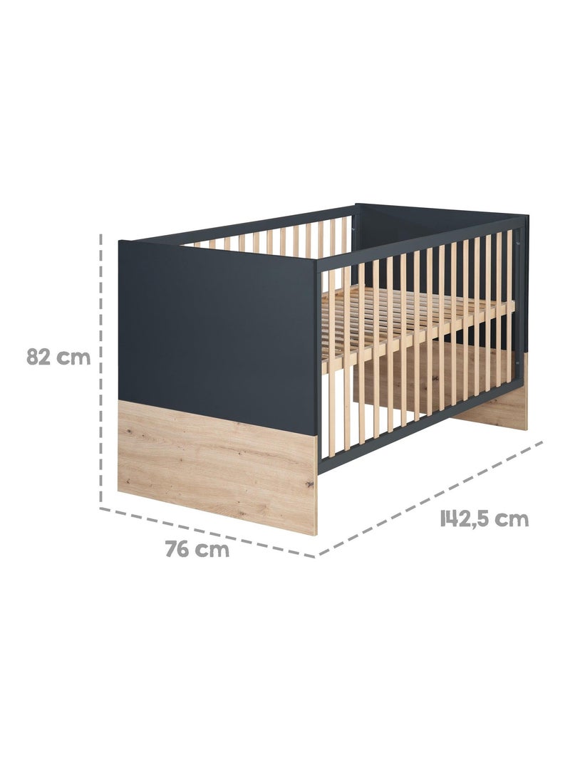 Cuna evolutiva convertible en cama infantil hasta 7 años - altura ajustable - 'roba lenn' Gris antracita - Kiabi