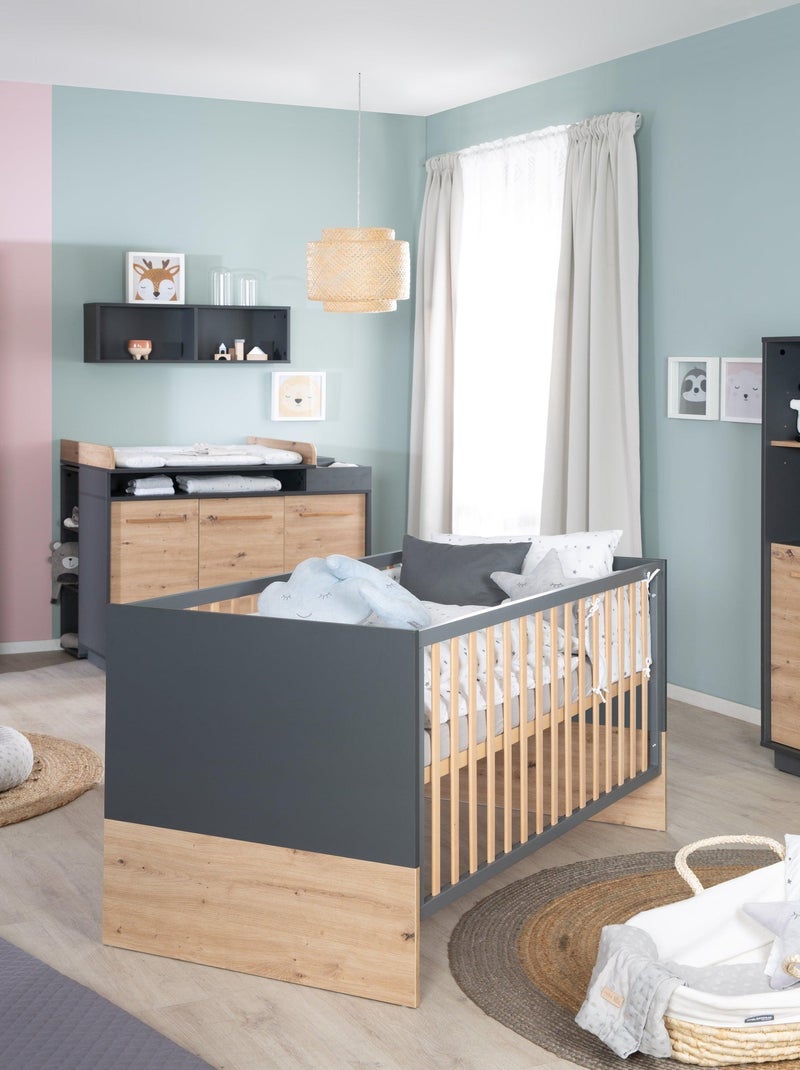Cuna evolutiva convertible en cama infantil hasta 7 años - altura ajustable - 'roba lenn' Gris antracita - Kiabi