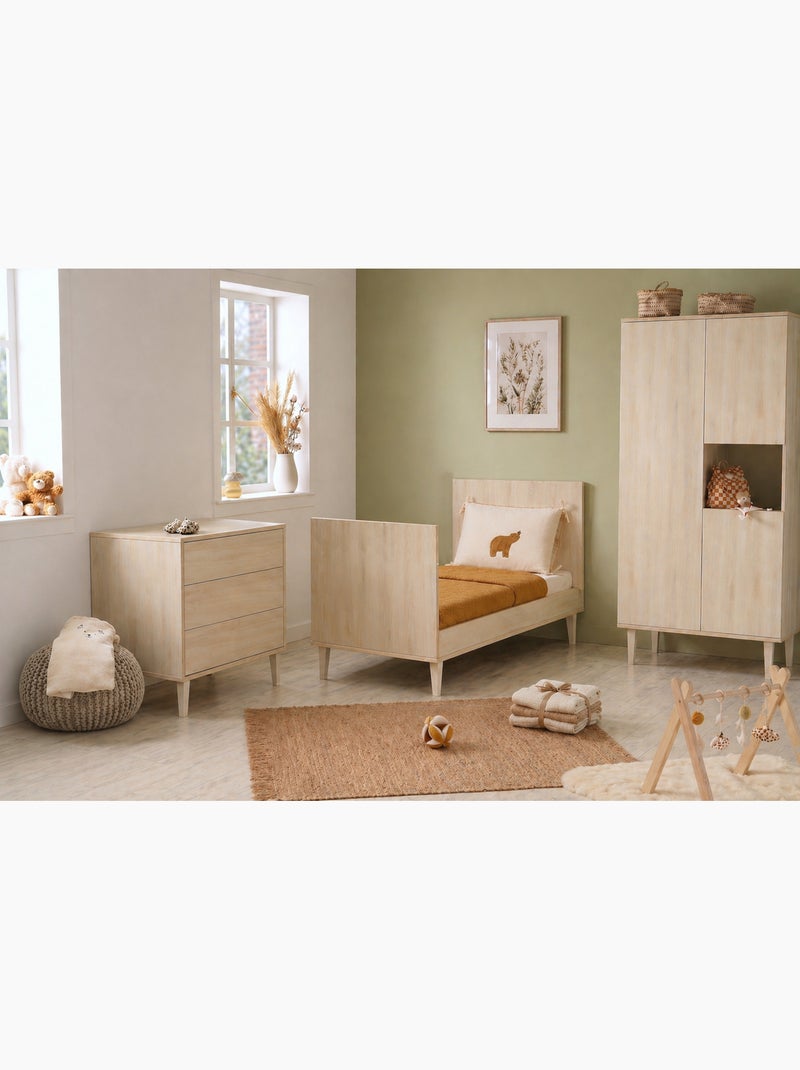 Cuna evolutiva de 70 x 140 cm con patas - Little Big Bed de madera con acabado en haya - SAUTHON Beige - Kiabi