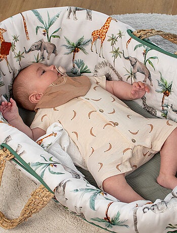 Cuna para bebé con colchón, cubierta y sábana ajustable, safari | SEVIRA KIDS