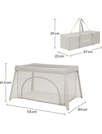 Cuna plegable 2 en 1 LIONELO Mila - Ultraligera - Cuna para bebé - Colchón de 4 cm - Bolsa incluida
