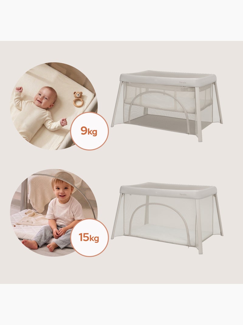 Cuna plegable 2 en 1 LIONELO Mila - Ultraligera - Cuna para bebé - Colchón de 4 cm - Bolsa incluida Beige arena - Kiabi