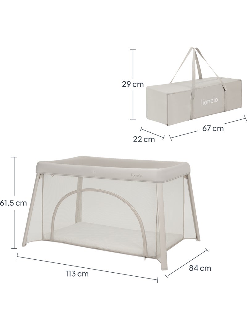 Cuna plegable 2 en 1 LIONELO Mila - Ultraligera - Cuna para bebé - Colchón de 4 cm - Bolsa incluida Beige arena - Kiabi