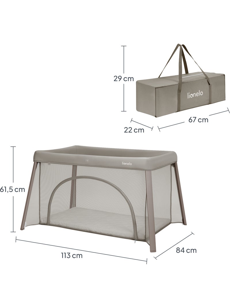 Cuna plegable 2 en 1 LIONELO Mila - Ultraligera - Cuna para bebé - Colchón de 4 cm - Bolsa incluida Beige - Kiabi