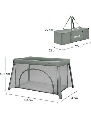 Cuna plegable 2 en 1 LIONELO Mila - Ultraligera - Cuna para bebé - Colchón de 4 cm - Bolsa incluida