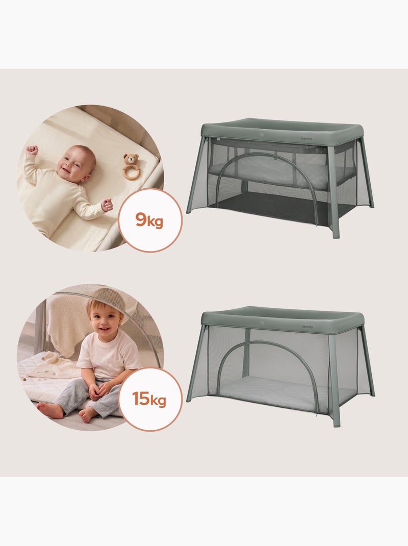 Cuna plegable 2 en 1 LIONELO Mila - Ultraligera - Cuna para bebé - Colchón de 4 cm - Bolsa incluida Verde - Kiabi