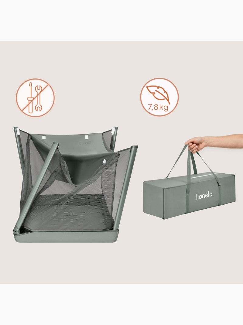 Cuna plegable 2 en 1 LIONELO Mila - Ultraligera - Cuna para bebé - Colchón de 4 cm - Bolsa incluida Verde - Kiabi
