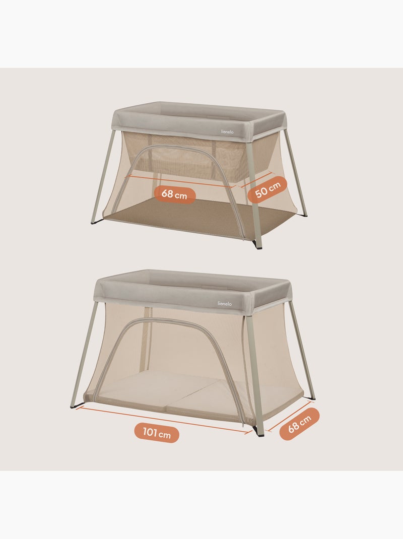 Cuna plegable 3 en 1 LIONELO Alice - Ultraligera - Cuna - Parque infantil - Colchón de 3 cm Beige - Kiabi