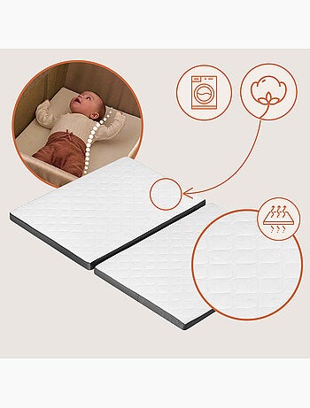 Cuna plegable 3 en 1 LIONELO Alice - Ultraligera - Cuna - Parque infantil - Colchón de 3 cm