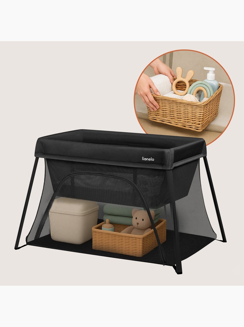 Cuna plegable 3 en 1 LIONELO Alice - Ultraligera - Cuna - Parque infantil - Colchón de 3 cm Negro - Kiabi