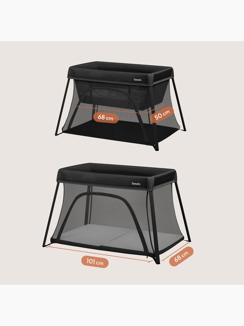 Cuna plegable 3 en 1 LIONELO Alice - Ultraligera - Cuna - Parque infantil - Colchón de 3 cm Negro - Kiabi