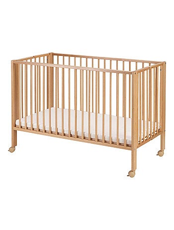 Cuna plegable 60x120 cm con colchón, madera natural | Tissi