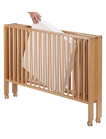 Cuna plegable 60x120 cm con colchón, madera natural | Tissi