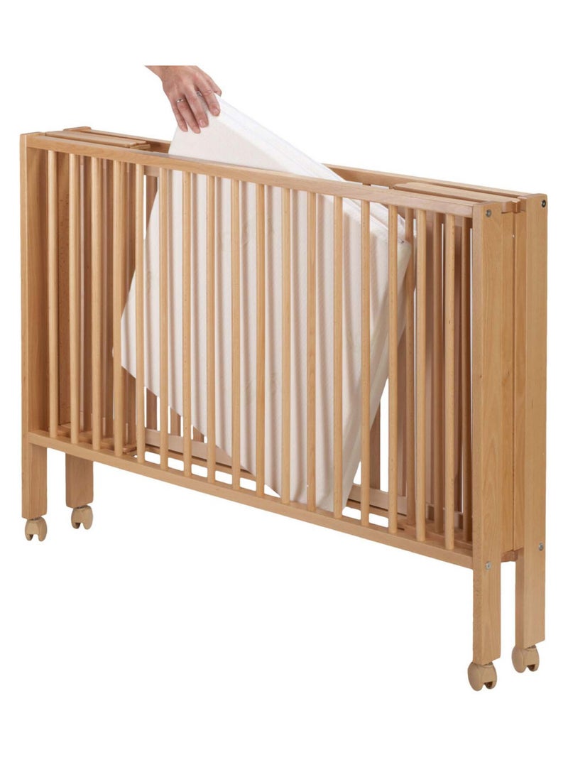 Cuna plegable 60x120 cm con colchón, madera natural | Tissi Marrón - Kiabi